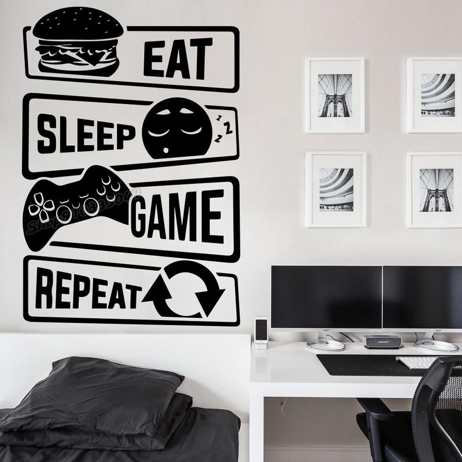 Gaming Accessories Wallpaper - Eat Sleep Game Repeat Naklejki ścienne